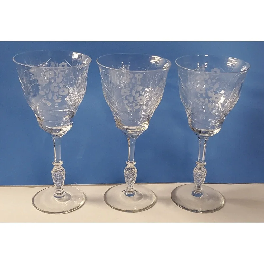 Vintage Rock Sharpe Newgate Crystal Glass‎ Water Goblets 8